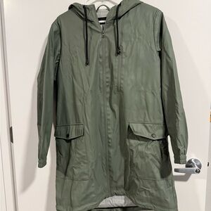 Zara Olive Hooded Rain Jacket